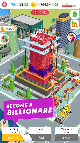 Скачать взлом Idle Construction 3D (Айдл Конструкшн 3Д)  [МОД Много денег] — полная версия apk на Андроид screen 1