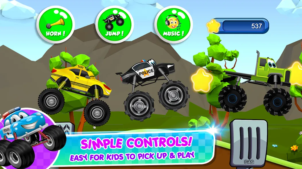 Скачать взломанную Monster Trucks Game for Kids 2 (Монстр Тракс Игра для Детей 2)  [МОД Бесконечные монеты] — последняя версия apk на Андроид screen 5
