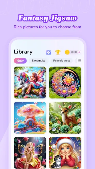 Скачать взломанную Fantasy Jigsaw — HD Puzzle (Фэнтези Пазл)  [МОД Menu] — последняя версия apk на Андроид screen 3