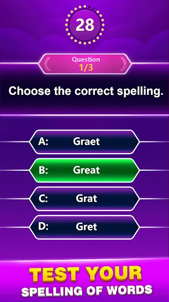 Взлом Spelling Quiz — Word Trivia (Спеллинг Квиз)  [МОД Unlimited Money] — стабильная версия apk на Андроид screen 1